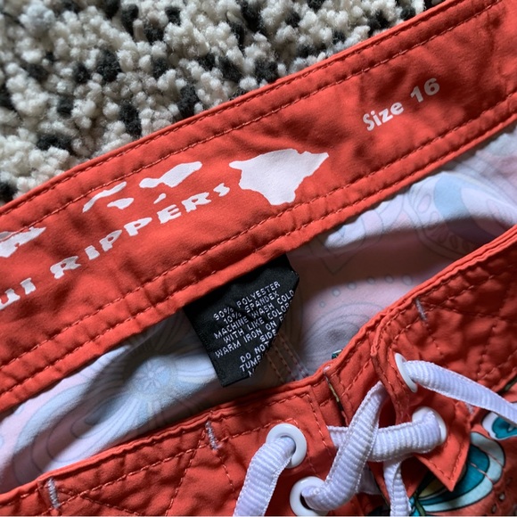 Maui Rippers Orange Abstract Floral Print Lightweight Stretch Board Shorts 16 - Picture 5 of 12